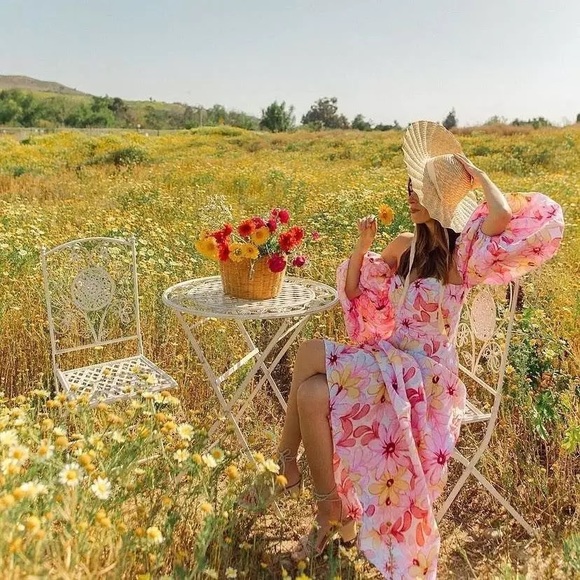 Riviera Summer Floral Dress In Pastel Blooms, Small to Plus Sizing Available - Picture 6 of 10